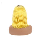 Παχιά ανθρώπινα μαλλιά 1b περουκών βαριδιών δαντελλών μετωπικά/κίτρινη περούκα κυμάτων σώματος