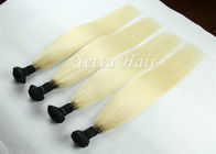 Συρμένες διπλάσιο μαλακές επεκτάσεις ανθρώπινα μαλλιών Ombre με άσπρο ξανθό