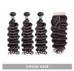 12 ίντσας της Virgin ινδικές ανθρώπινα μαλλιών δέσμες ύφανσης/βαθιές κυμάτων περάτωσης